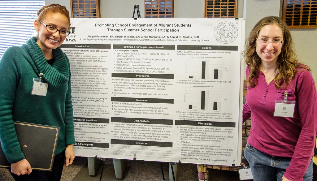 Abigail Kopelman and Ginna Moreano with their research poster.