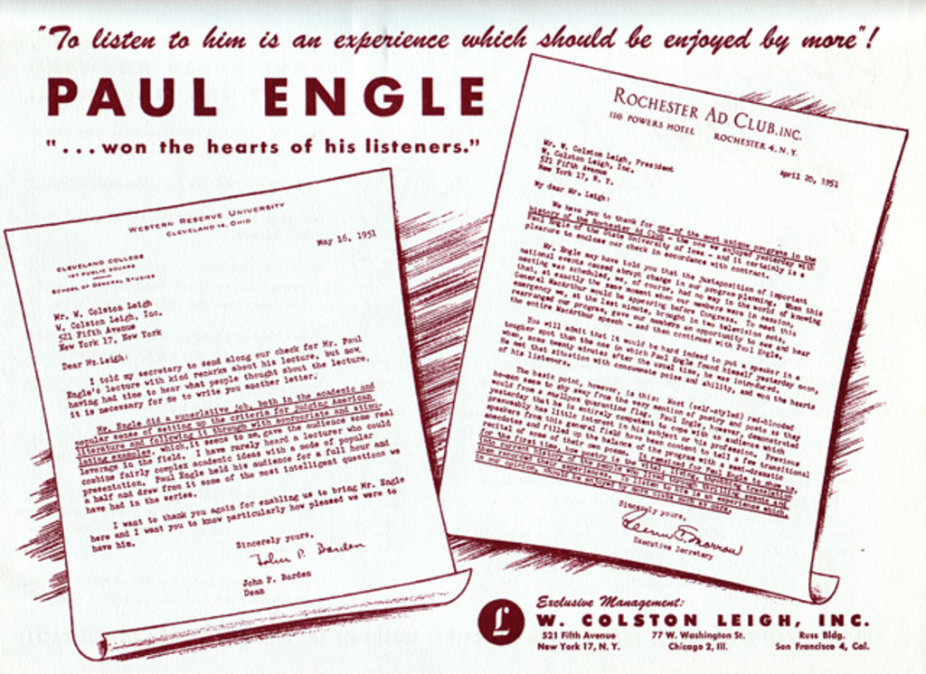 Paul Engle promotional ad