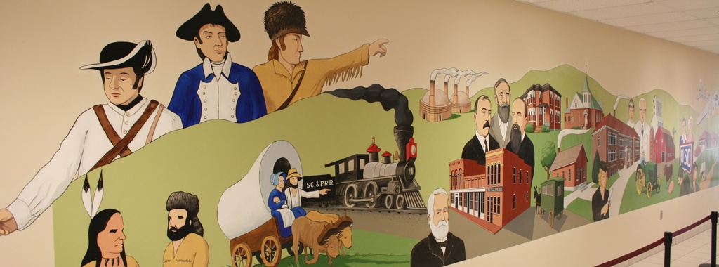 Mural showing the history of Sergeant Bluff at the Sergeant Bluff-Luton Elementary School