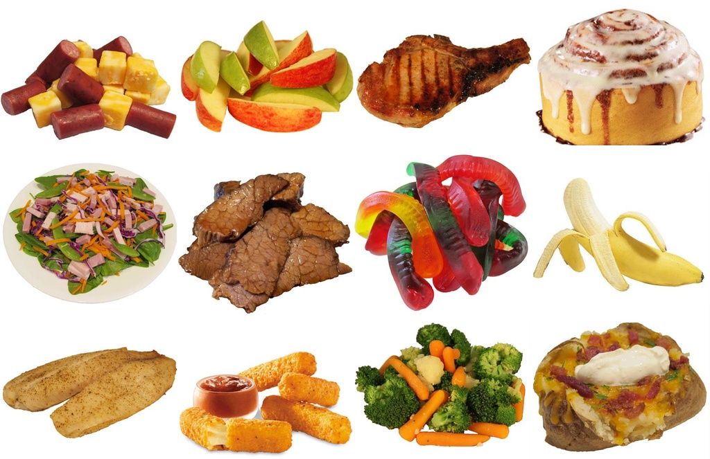 grid of food items