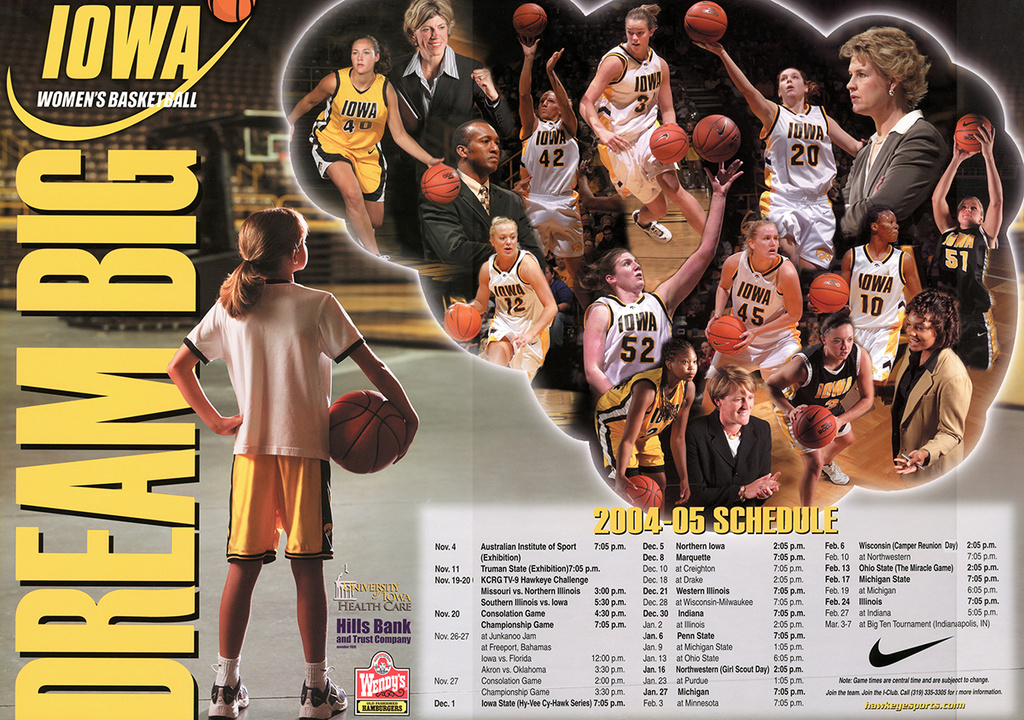 2004-05 Iowa women&#039;s basketball poster with young Ally Disterhoft.