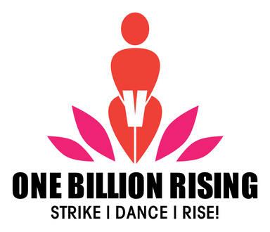 Logo of One Billion Rising, Strike, Dance, Rise! with sexual assault awareness campaign