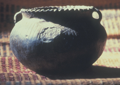 A photograph of Native American pottery