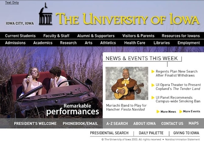 Image of home page with stage-set background photo.