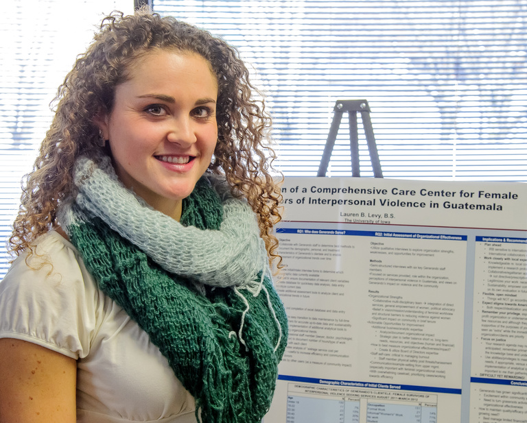 Lauren Levy and her research poster.