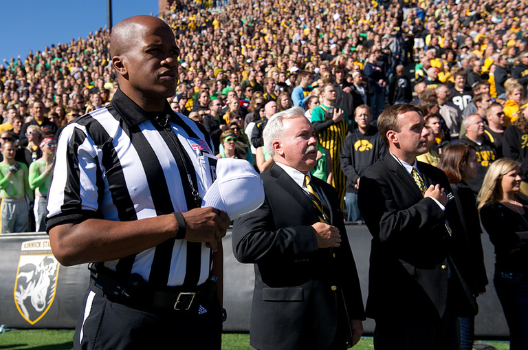 Shawn Smith during the National Anthem.