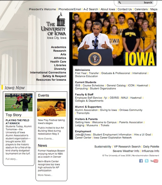 Image of home page with expanded news area.
