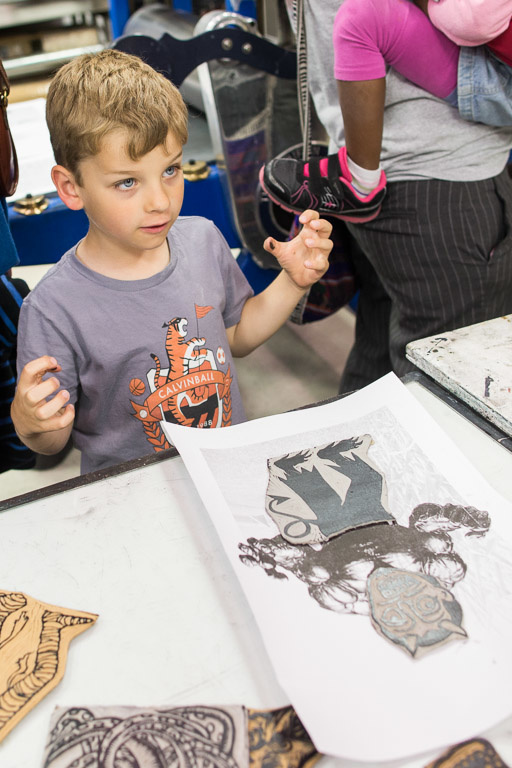 Children had the chance to assemble legs, body, and head to create "Frankenprints" during ArtsFest 2013. 