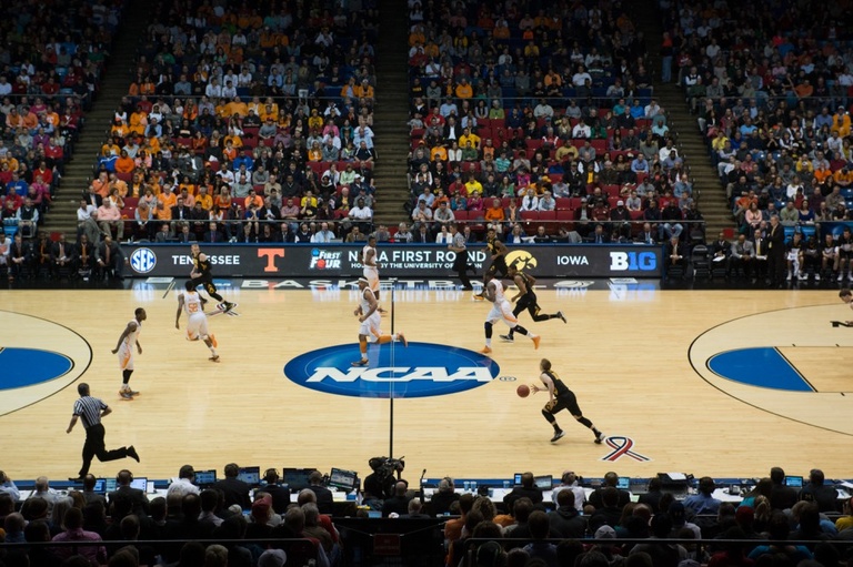 Photo from center court at the Iowa men's basketball NCAA Tournament game.