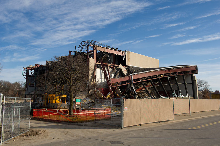 Demolition site of the old Clapp Recital Hall.