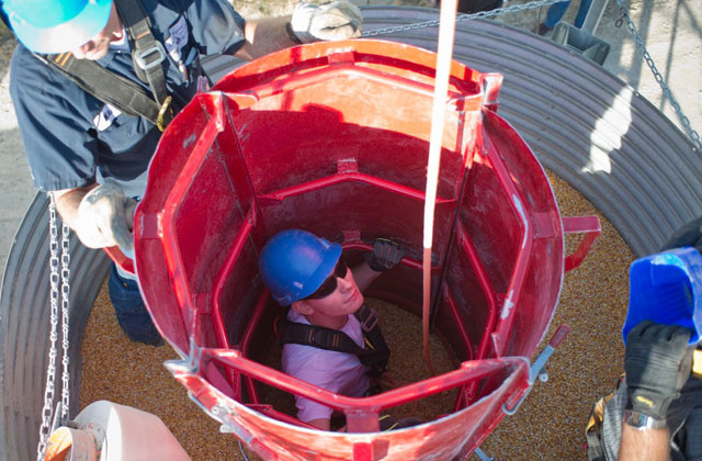 Panels displace grain pressure during an entrapment rescue. 