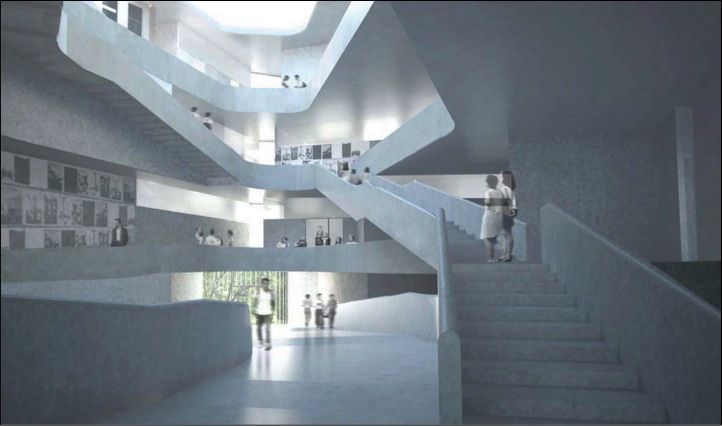 A rendering of the new Art Building's interior.