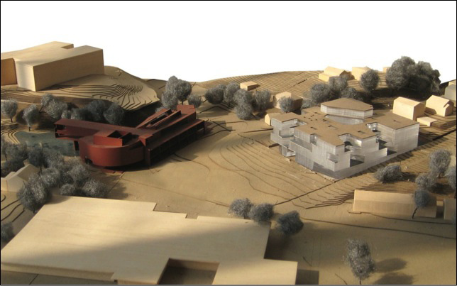 art building model sits in the upper-right corner of this image; art building west is shown in the upper left