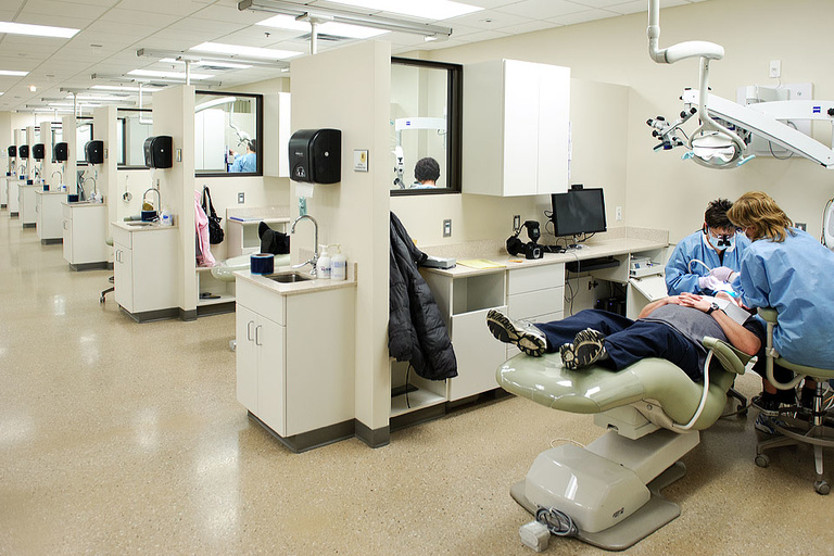 A patient is cared for in the Geriatric and Special Needs Clinic.