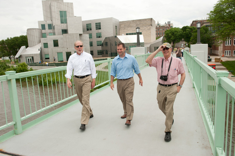 U.S. Congressman Dave Loebsack (far left) tours the campus with several others.