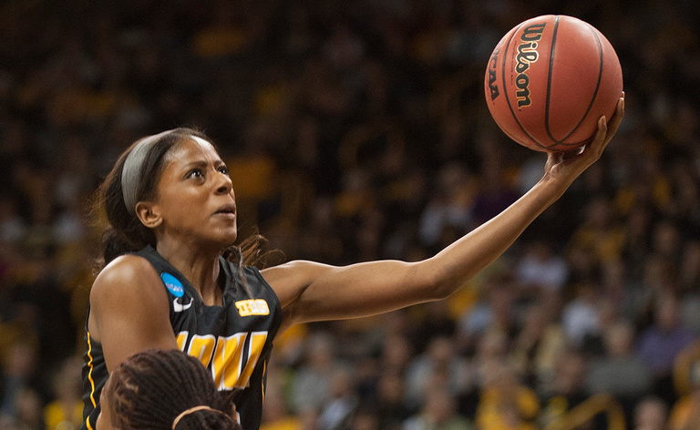 Iowa's Theairra Taylor goes in for a layup.