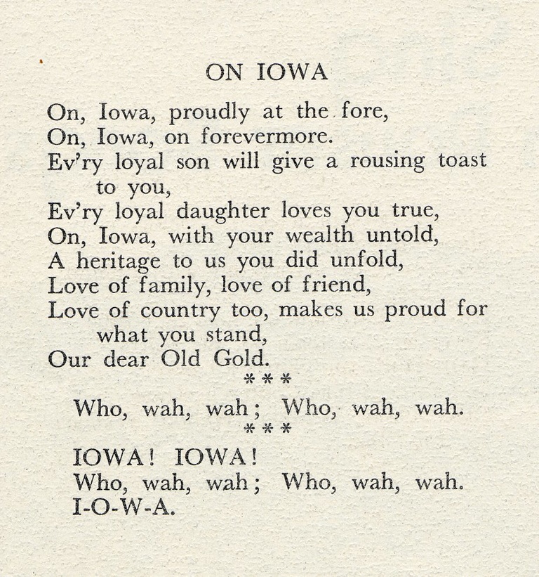 Lyrics to "On, Iowa"