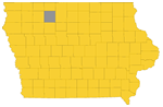 Map of Iowa highlighting Palo Alto County, Iowa