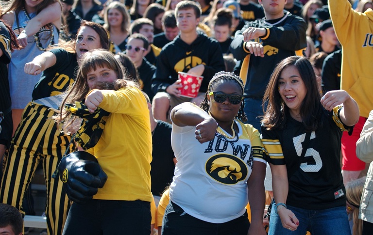 fans enjoying yet another hawkeye victory