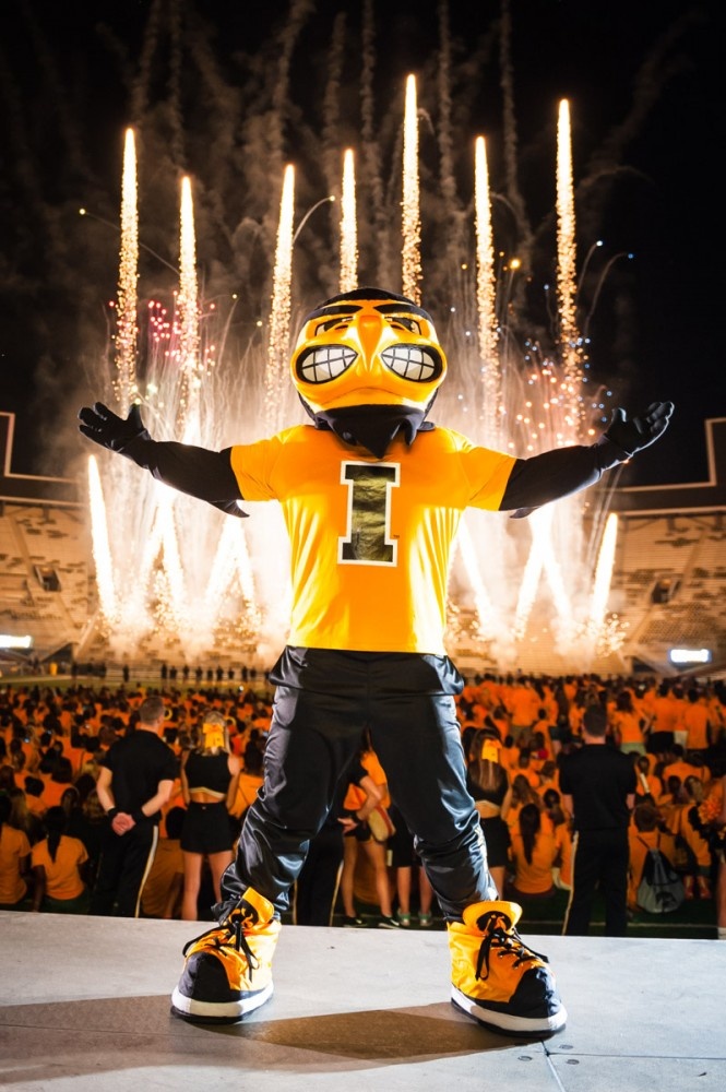 Herky with fireworks