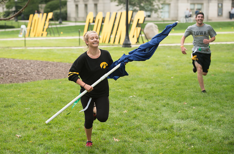 Students play Capture the Flag on the Pentacrest
