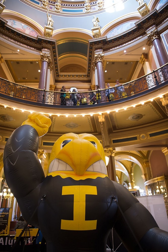 An inflatable Herky in the capitol.