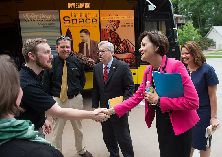 The Governor and Lieutenant Governor meet the crew in charge of the Mobile Museum.