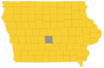 Polk county highlighted on Iowa map