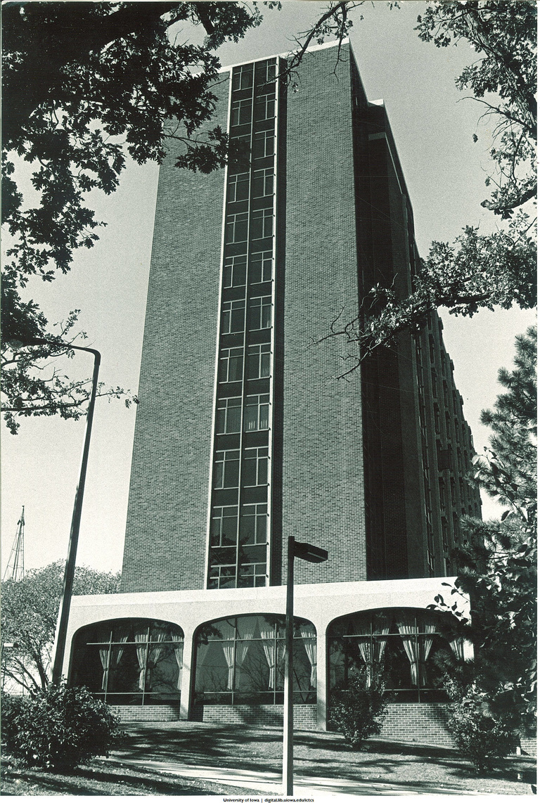 Exterior shot of Slater Hall, 1968