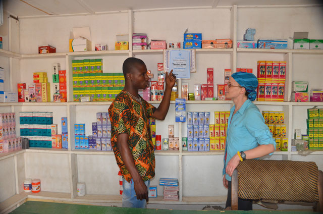 Stephanie Lukas in a pharmacy in northern Ghana