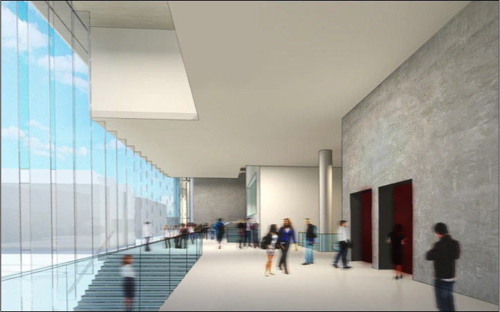 This rendering shows the interior of the Voxman School of Music.