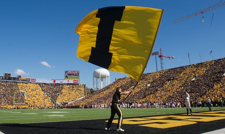 Iowa flag in the end zone
