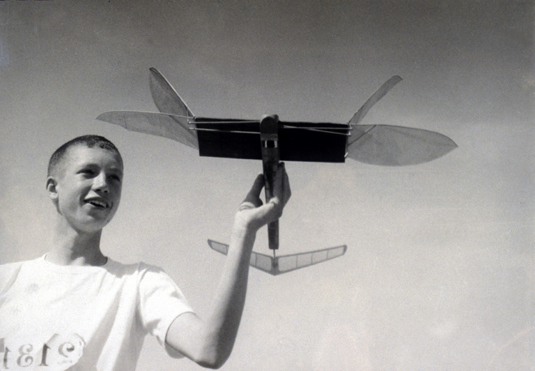 Don Gurnett in the 1950s with his ornithopter
