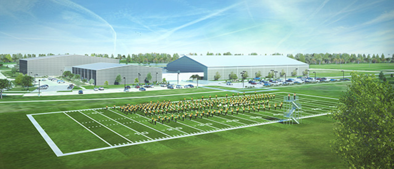 Illustration of a marching band practice field
