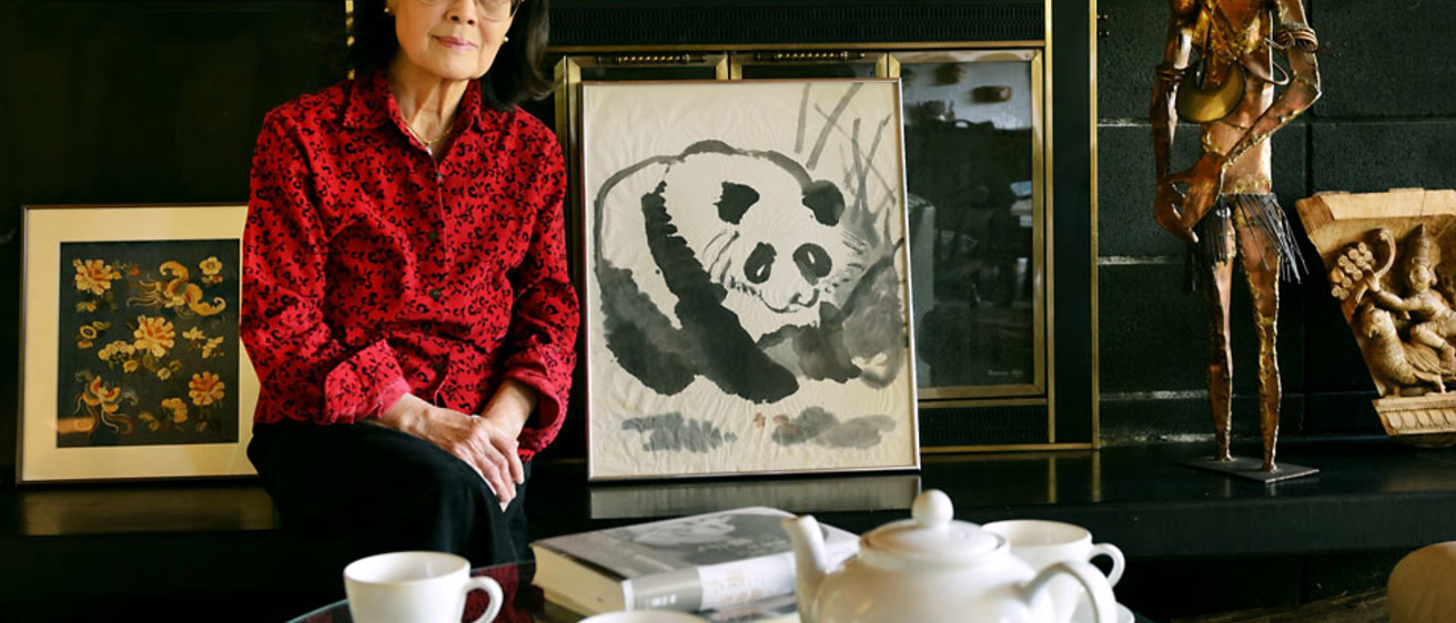 Close-up of Hualing Nieh Engle in her home