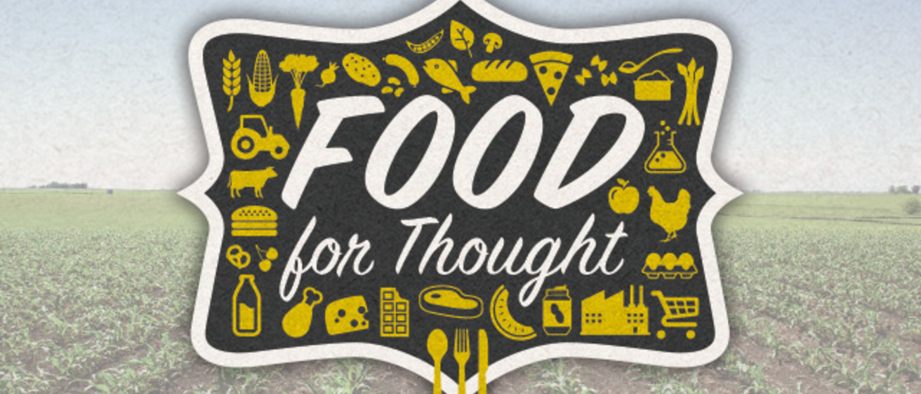 food for thought logo illustration with corn field
