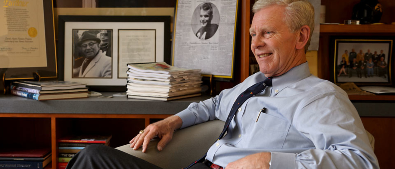 Vince Nelson sitting in his office