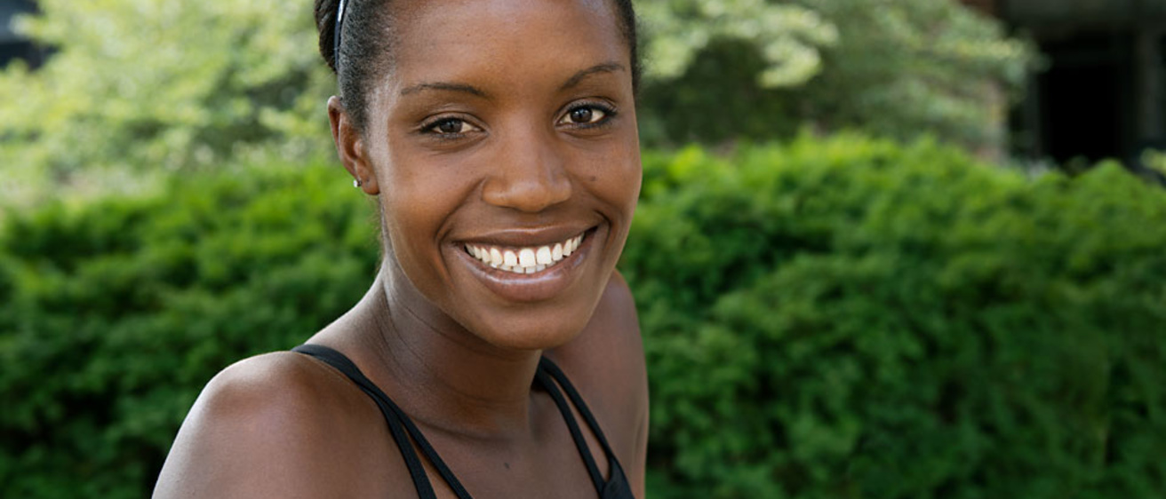 UI alumna and Olympic athlete Diana Nukuri-Johnson poses for a portrait in Iowa City