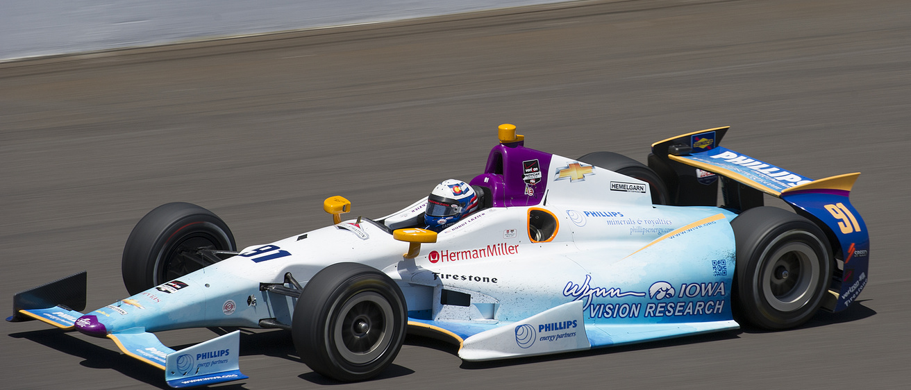 Wynn Institute car on the track at the Indy 500