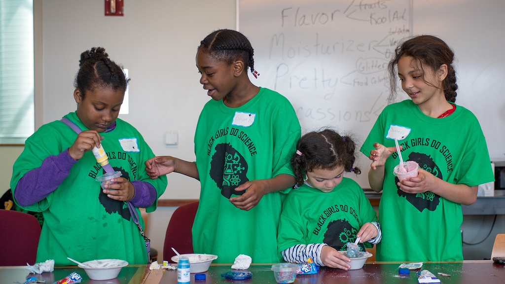 Elementary school girls attending the UI’s recent "Black Girls Do Science" camp learned that making lip gloss from Vaseline and Kool Aid is fun. 