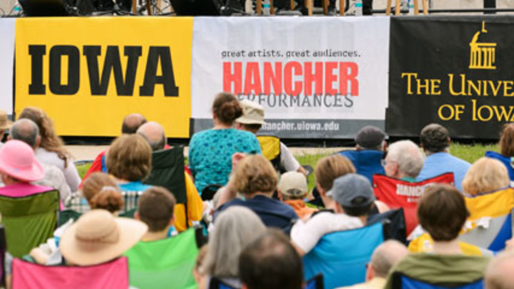 The Preservation Hall Jazz Band of New Orleans performed on the University of Iowa's Pentacrest Saturday as part of Hancher's Living with Floods project.