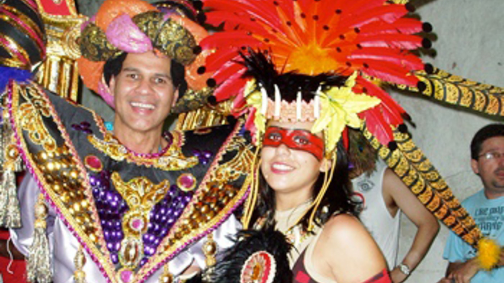 UI professor Armando Duarte dressed in a Carnival costume in Brazil.