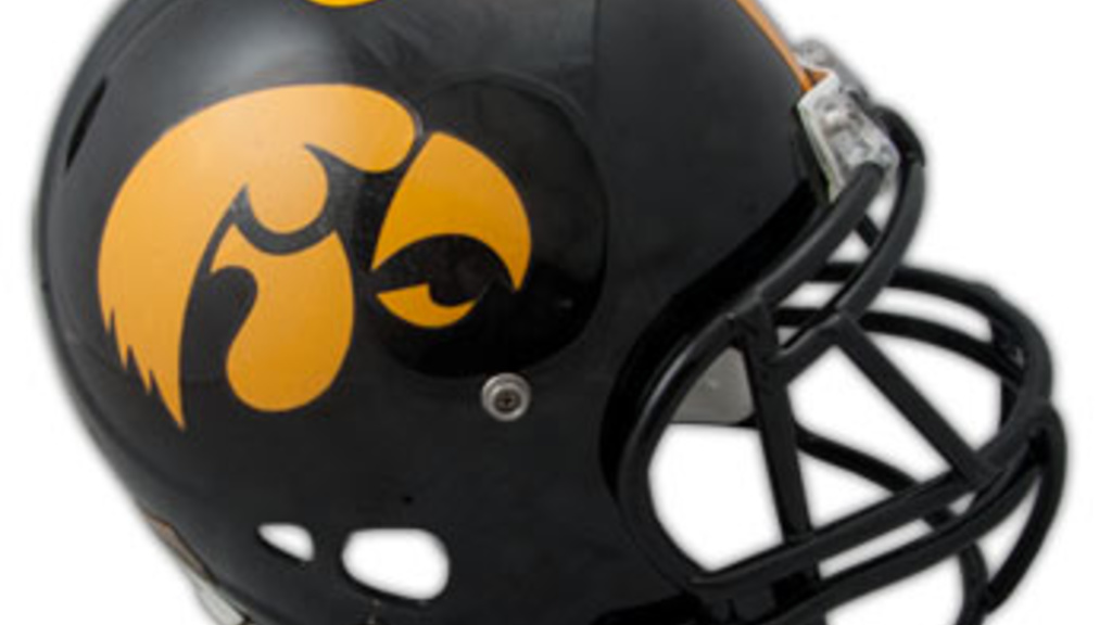 Iowa football helmet with ANF logo