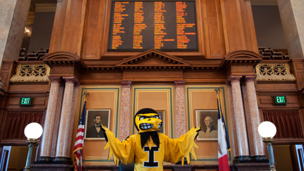Herky at the state capital
