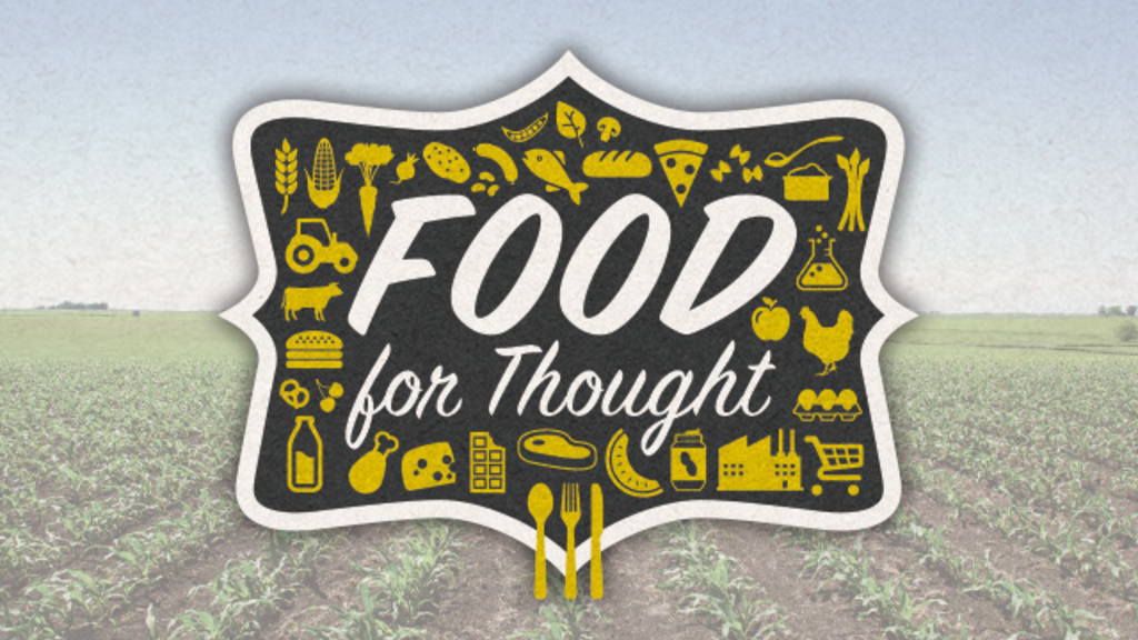 food for thought logo illustration with corn field