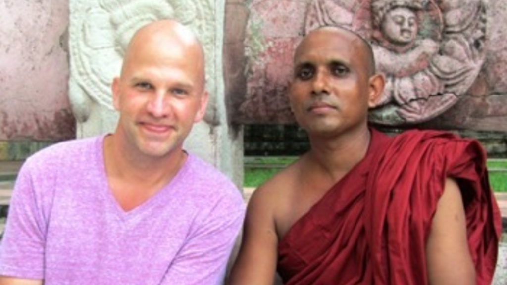 UI student Thomas Langer at the Mahabodhi Temple, Bodh Gaya, India