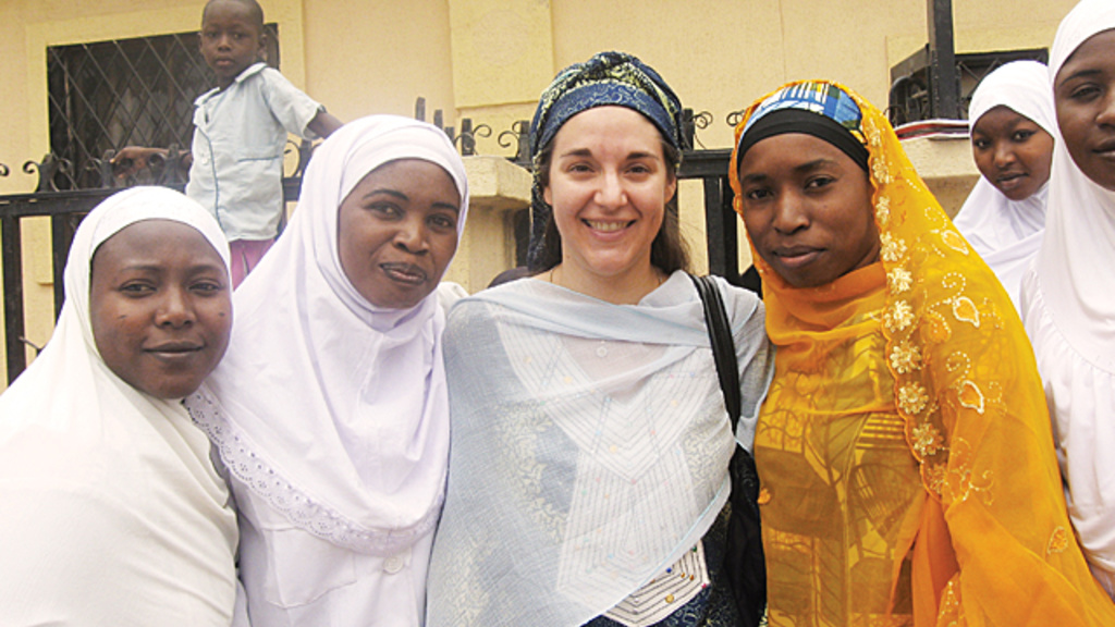 Katrina Korb, a UI alumna who received her PhD through the College of Education, emphasizes the importance of education with student healthcare workers in Nigeria