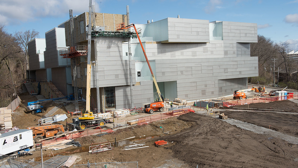 east side exterior of Visual Arts Building construction
