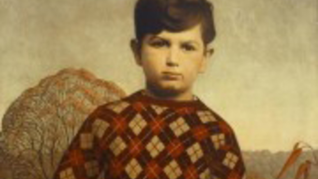painting of a boy wearing argyle sweater