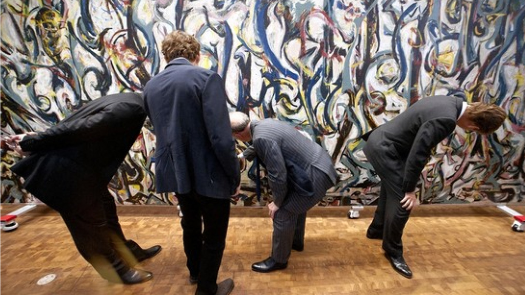 Artists and conservators examine Jackson Pollock&#039;s 1943 &#039;Mural&quot; at the Getty in Los Angeles